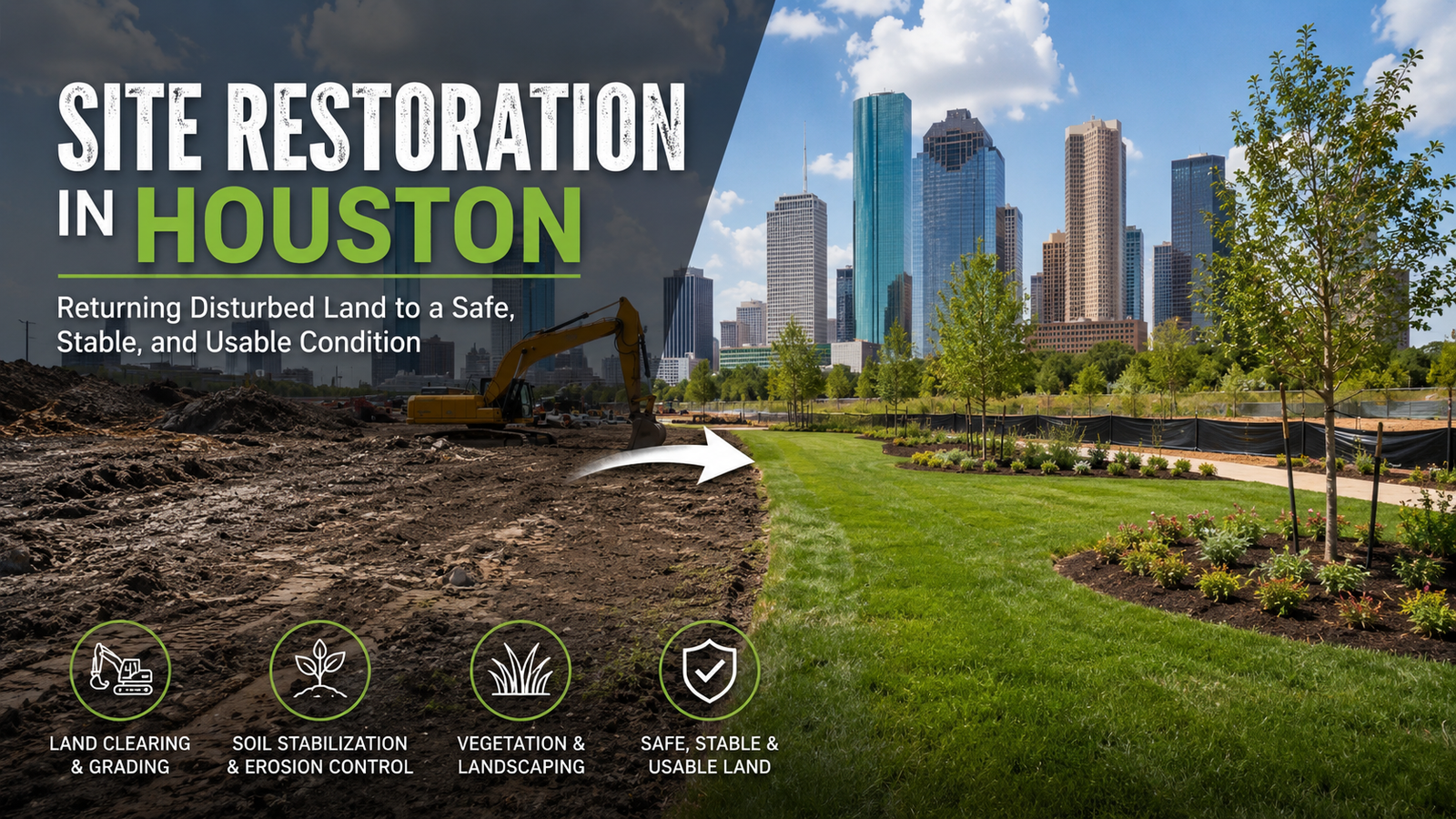 Site Restoration in Houston: Returning Disturbed Land to a Safe, Stable, and Usable Condition